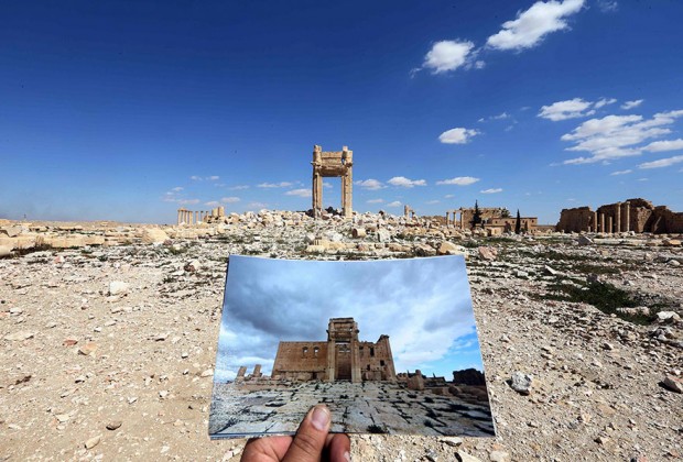 تصاویری از آثار باستانی شهر پالمیرا قبل و بعد از حمله‌ی داعش