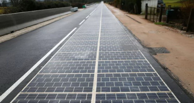 جاده مجهز به پنل های خورشیدی