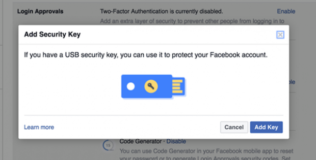 افزایش امنیت اکانت فیس بوک با کلیدهای امنیتی USB