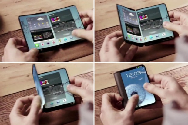 نمونه‌ اولیه‌ گوشی قابل انعطاف سامسونگ در نمایشگاه MWC 2017 نمایش داده می‌شود