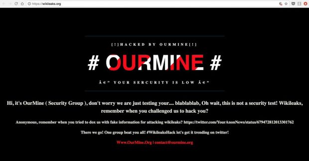 گروه OurMine وب سایت افشاگر ویکی لیکس را هک کرد!