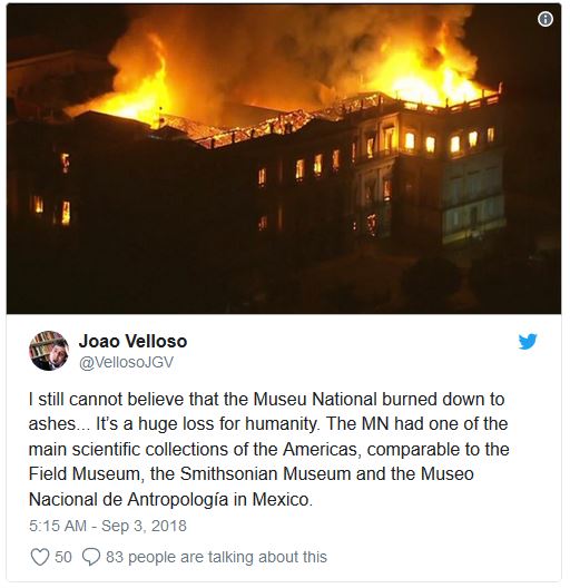  آتش سوزی موزه تاریخ طبیعی برزیل