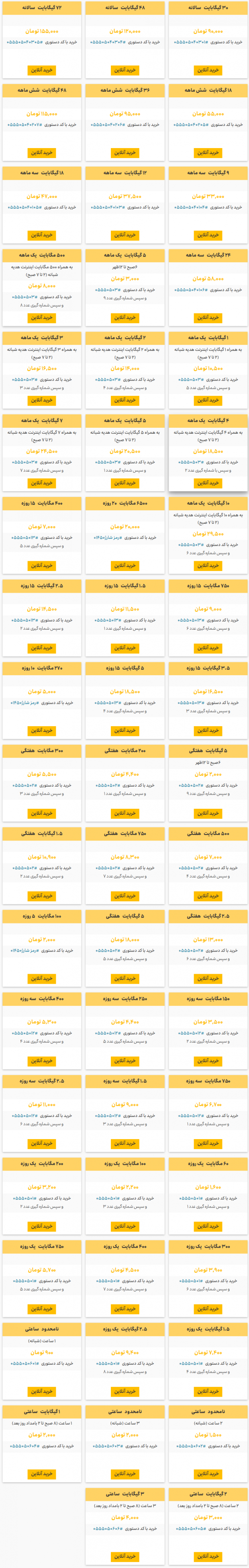 بسته های جدید اینترنت ایرانسل