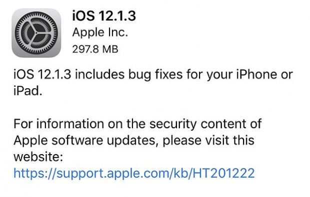 آپدیت iOS 12.1.3