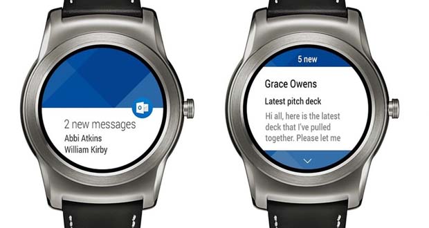 نرم افزار Outlook به ساعت‌های هوشمند دارای Android Wear می‌آید