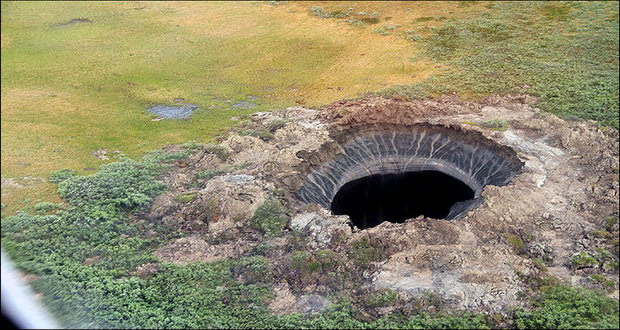 فوران گاز متان از دل زمین و به وجود آمدن دو حفره عظیم در سیبری به واسطه گرمایش زمین