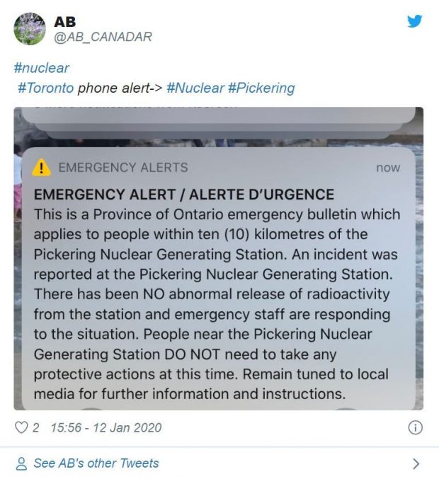  هشدار هسته ای اضطراری میلیون‌ها نفر در کانادا را وحشت‌زده کرد!