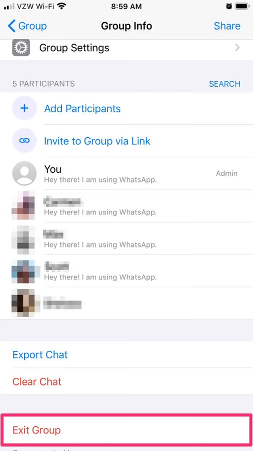 آموزش حذف گروه در واتساپ