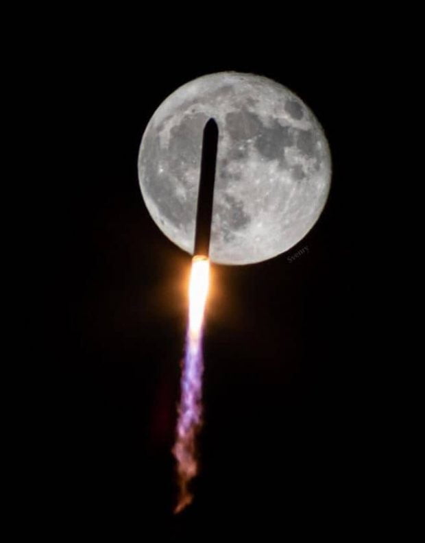 شکار تصاویری شگفت‌انگیز از عبور موشک از مقابل ماه + ویدیو