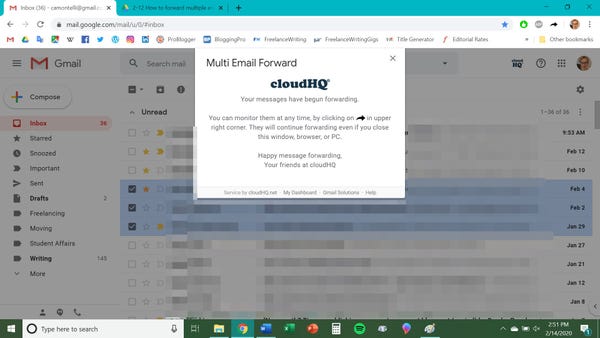 فوروارد همزمان چند ایمیل در Gmail