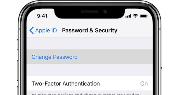 تغییر رمز عبور اپل آیدی