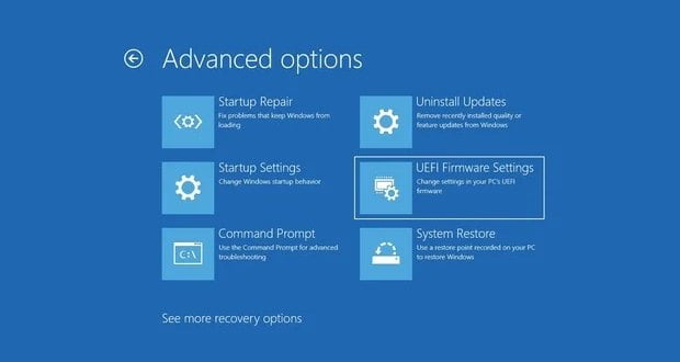 تنظیمات UEFI Firmware Settings