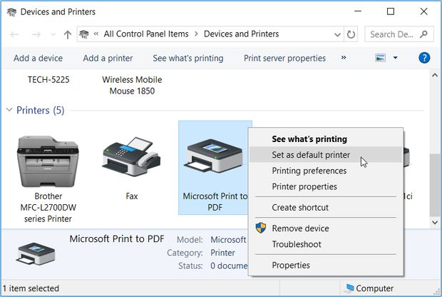 حل مشکل ابزار Microsoft Print to PDF در ویندوز