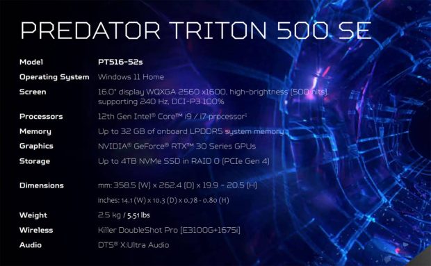 مشخصات Predator Triton 500 SE