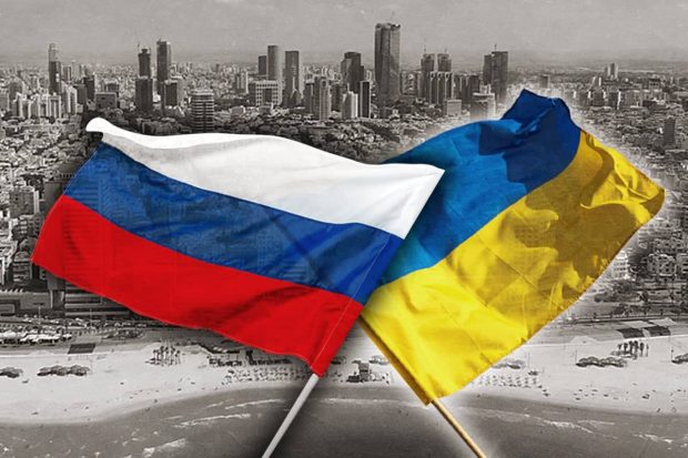 پرچم روسیه و اوکراین