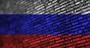 پرچم روسیه با طرح سایبری