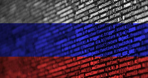 پرچم روسیه با طرح سایبری