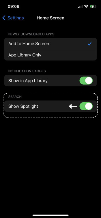 آیکون جستجوگر Spotlight در iOS 16