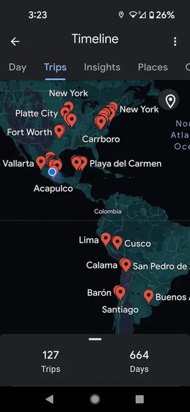 مشاهده تاریخچه موقعیت‌های مکانی شما در Google Maps