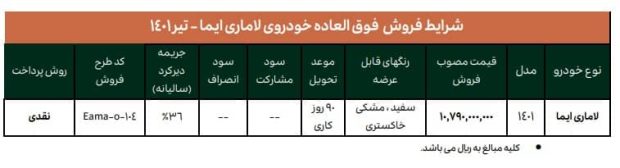 شرایط فروش لاماری ایما