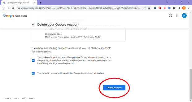 پاک کردن آدرس جیمیل از طریق حذف اکانت گوگل