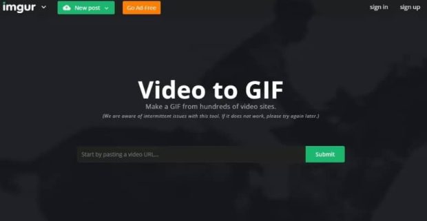 imgur، تبدیل ویدیو به فایل GIF