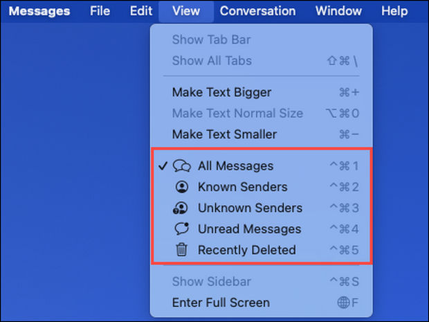 فیلتر کردن پیام‌ها در Apple Messages