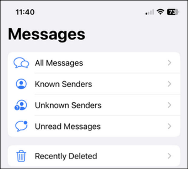 فیلتر کردن پیام‌ها در Apple Messages