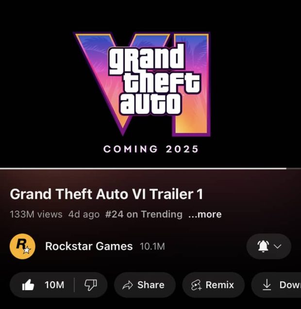 سه رکورد تریلر بازی GTA VI - جی تی ای 6 در یوتیوب