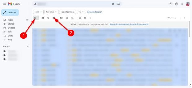 آموزش حذف انبوه ایمیل‌ها در جیمیل