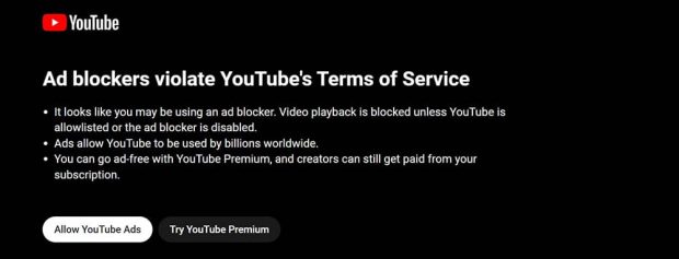 پخش نشدن ویدیو یوتیوب در صورت استفاده از اد بلاکر
