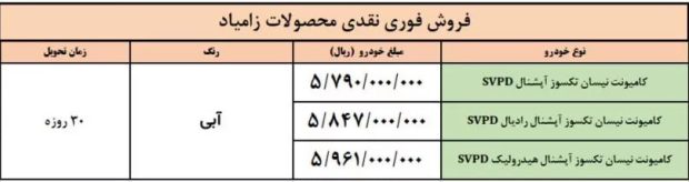 وانت نیسان آبی زامیاد