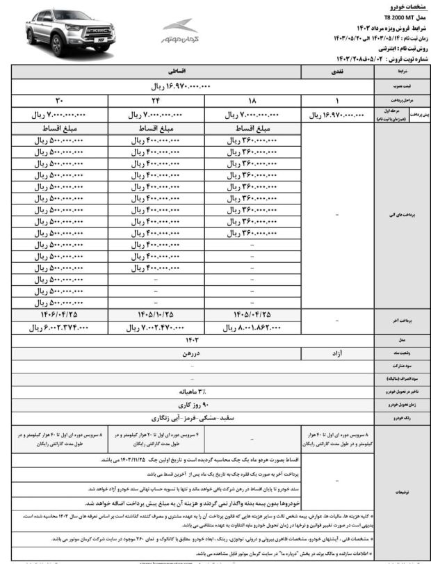 شرایط فروش اقساطی کی ام سی T8