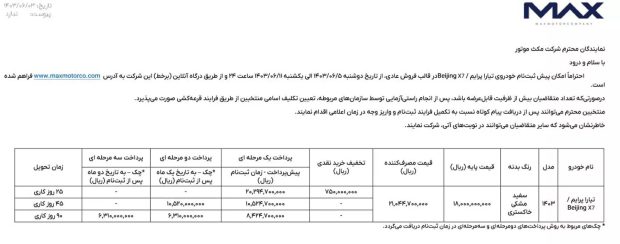 شرایط فروش تیارا پرایم