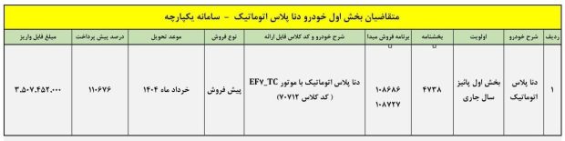 پیش فروش دنا پلاس اتوماتیک