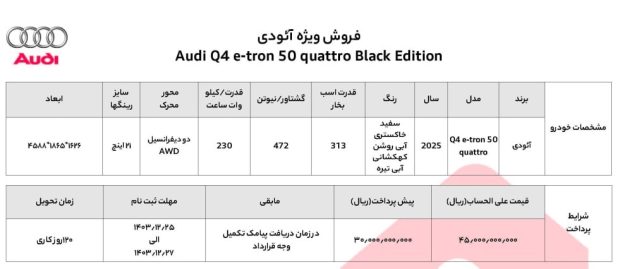 فروش آئودی Q4 برقی