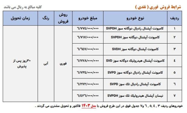 شرایط فروش وانت نیسان زامیاد