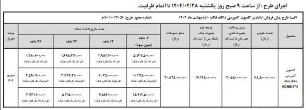 شرایط فروش کمپرسی دانگ فنگ