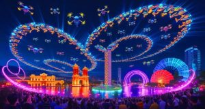 رقص ۱۰ هزار پهپاد در آسمان ویتنام