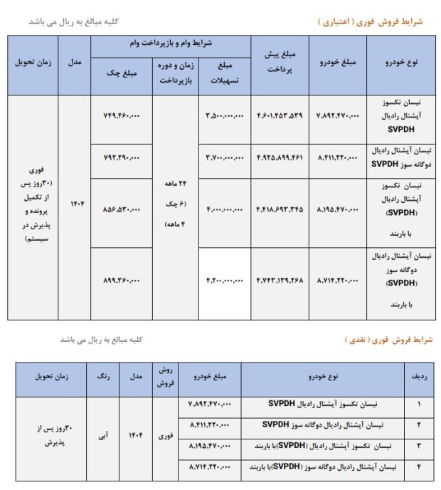 شرایط فروش وانت نیسان زامیاد