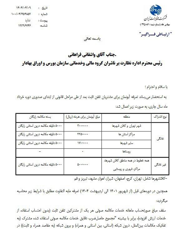 آبونمان تلفن ثابت
