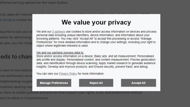دکمه Accept All Cookies