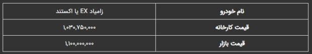 قیمت وانت زامیاد EX