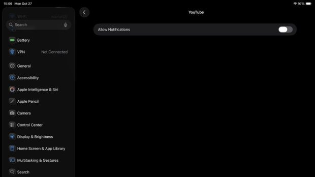 تنظیمات آیپد