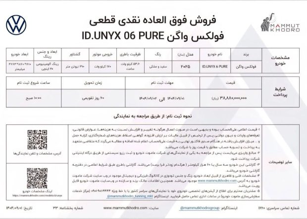 فولکس واگن ID.UNIX تیپ Pure