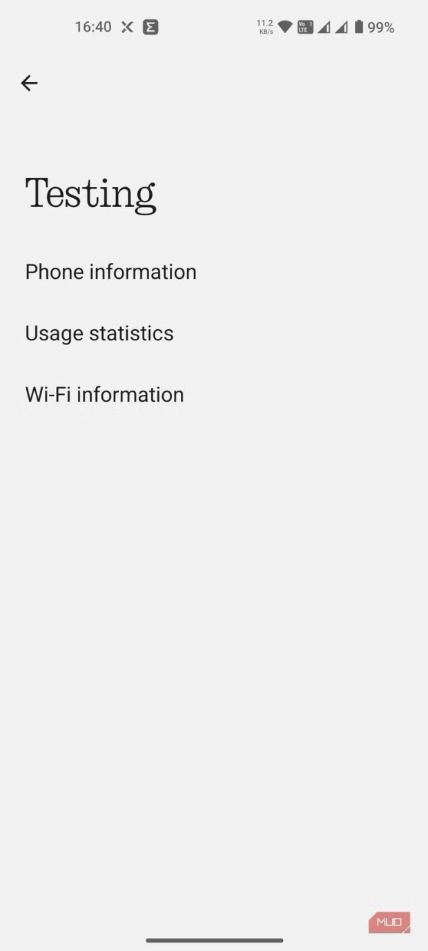 منوی عیب یابی گوشی