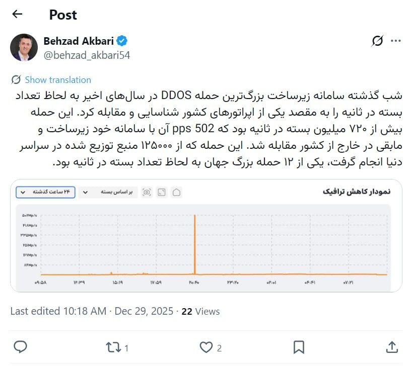 مهار یکی از بزرگ ترین حملات DDoS جهان