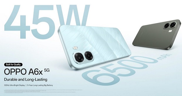 گوشی اوپو A6x 5G با نمایشگر 120 هرتزی و باتری 6500 میلیآمپرساعتی معرفی شد - 1