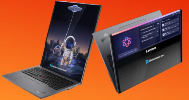 نسل جدید لپ‌تاپ رول‌شونده لنوو یک نوآوری عجیب دارد: نمایشگر آن به سمت بیرون باز می‌شود!