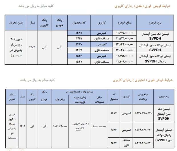 شرایط فروش وانت نیسان زامیاد